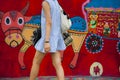 Wall, graffiti, painted, alley, colorful, childlike innocence